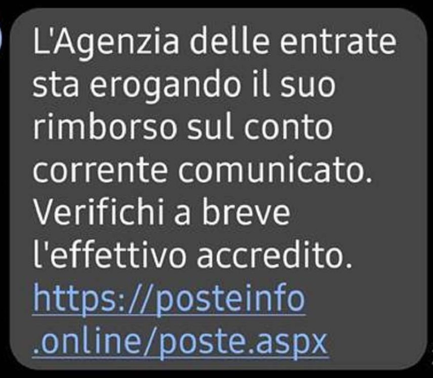 Falso sms Agenzia Entrate seconda parte